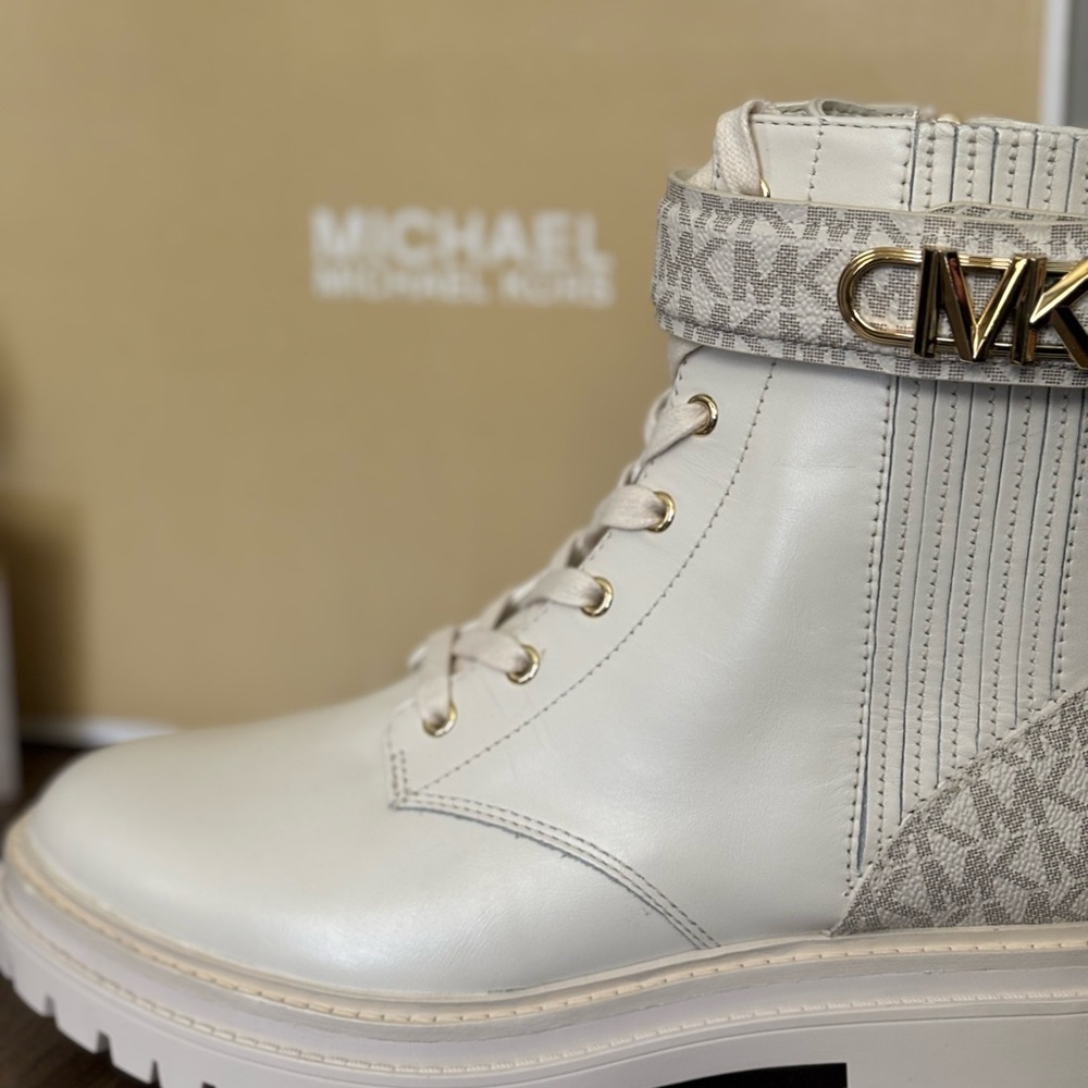 Michael Kors Women's White Combat Boots - Picture 5 of 12